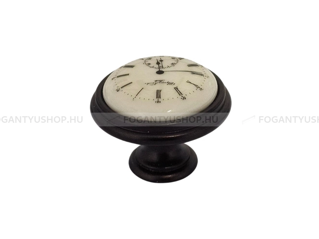 GIUSTI Gombfogantyú - P7701Q1R7G - 1 furatos - Fehér belo, Bronz  - Zamak fém ötvözet, Porcelán - Porcelán, porcelánnal kombinált antikolt fém gombfogantyú