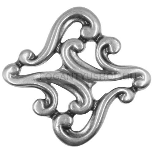 GIUSTI Bútorgomb - 32 WPO72103200E8 - furattáv 32 mm - Antik ezüst  - Zamak fém ötvözet - Antikolt, vintage fém gombfogantyú (szögletes, kerek)