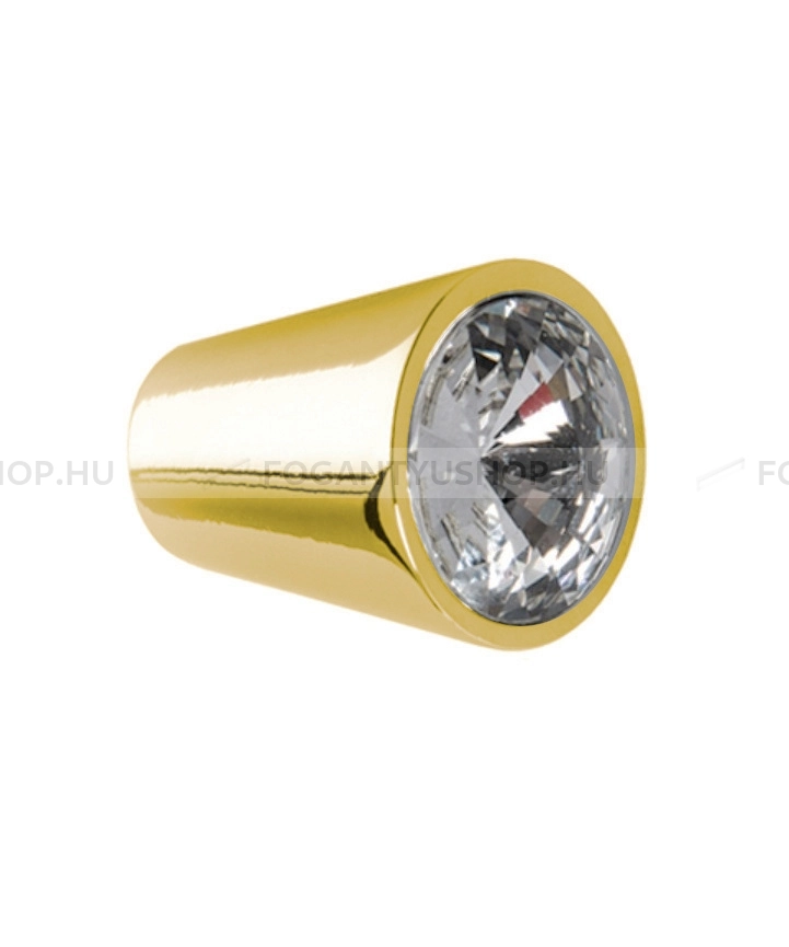 GIUSTI Bútorfogantyú - Gombogantyú WPO633017KRGP - Fényes arany , Átlátszó kristály  - Zamak fém ötvözet, Swarovski kristály - Edzett üveggel kombinált fém bútorfogantyú
