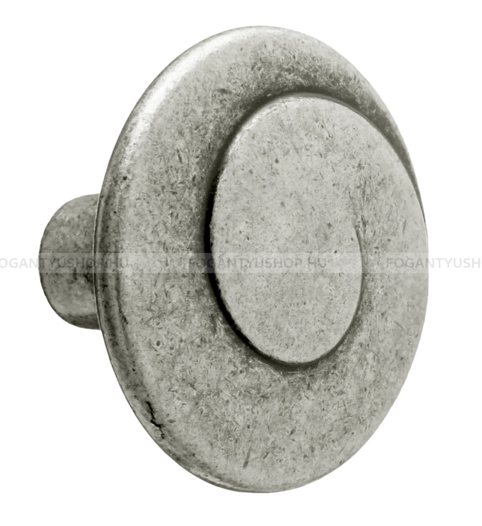 GIUSTI Gomb fogantyú - WPO60203000D5 - 1 furatos - Antik ezüst  - Zamak fém ötvözet - Antikolt, vintage fém gombfogantyú (szögletes, kerek)