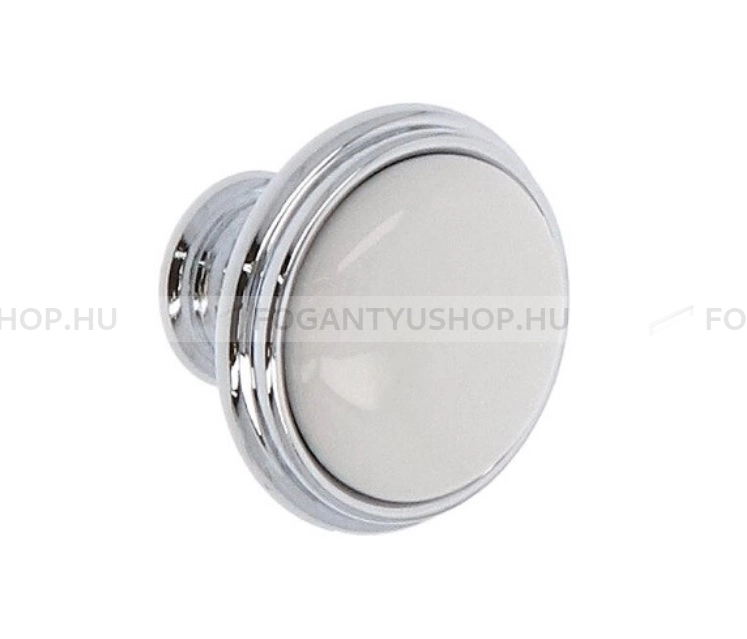 GIUSTI Bútorgomb - P770000CLG - 1 furatos - Fényes króm Cr, Fehér belo - Zamak fém ötvözet, Porcelán - Porcelán, porcelánnal kombinált antikolt fém gombfogantyú