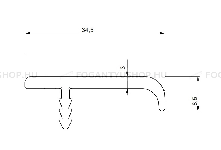 RUJZ DESIGN Fogantyú - 10.003 - Szálcsiszolt nikkel - Bútorajtó élébe marható, süllyeszthető fém fogantyú
