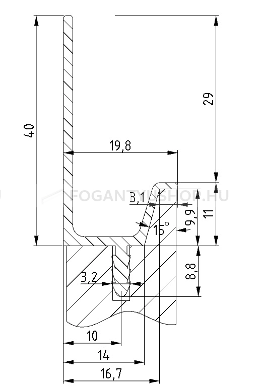 RUJZ DESIGN Fogantyú - us 2159B - Fehér - Darabolható fém bútorfogantyú (fogantyú profil) - (NOEXP)