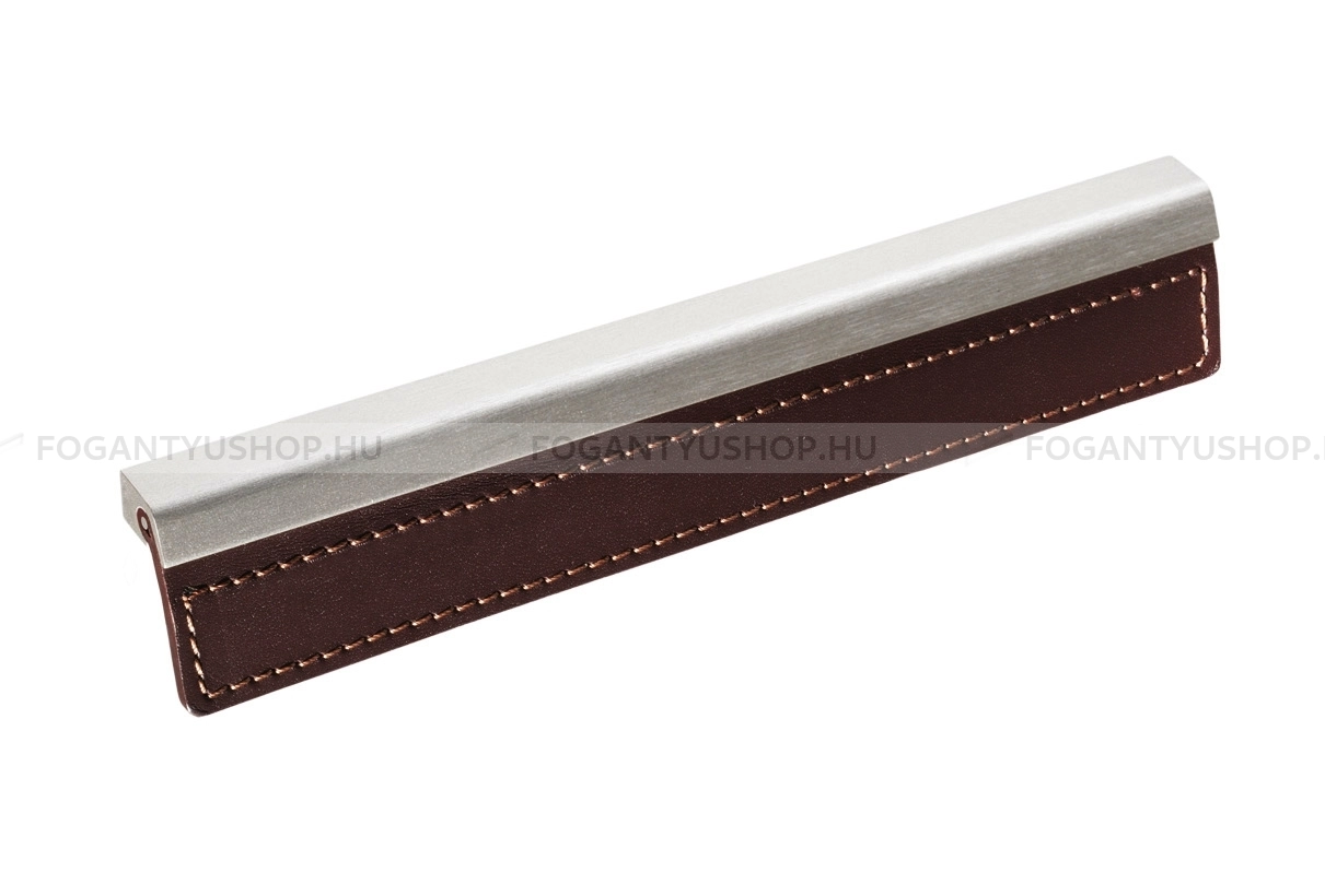 RUJZ DESIGN Fogantyú - 160 591.15 Sötétbarna - Ezüst Silver, Sötétbarna bőr  - ABS műanyag, Bőr - Bőrrel kombinált fém bútorfogantyú