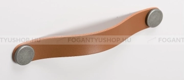 VIEFE Bútor fogantyú FLEXA HANDLE - Antik ezüst - Világosbarna bőr - Zamak fém ötvözet - Bőr