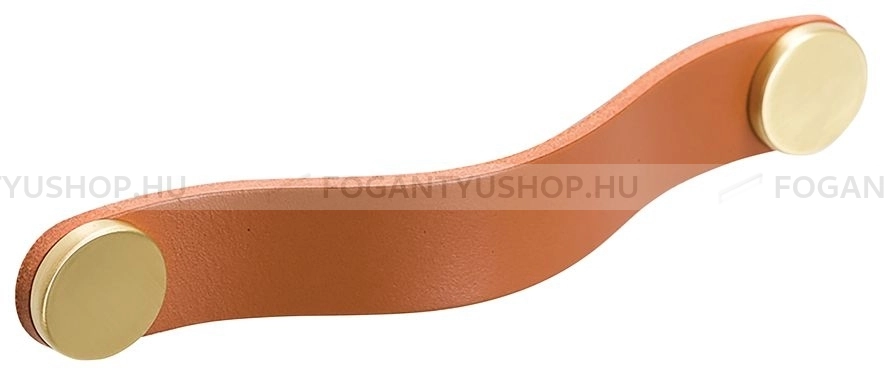 VIEFE Fogantyú - FLEXA HANDLE I. Világosbarna - Bézs bőr + csiszolt sárgaréz P2627 - Zamak fém ötvözet, Bőr - Bőrrel kombinált fém bútorfogantyú
