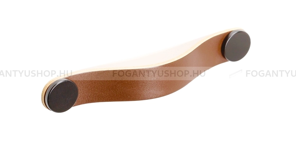 VIEFE Fogantyú - FLEXA HANDLE Festett Világosbarna - Bézs bőr + matt fekete P26M2 - Zamak fém ötvözet, Bőr - Bőrrel kombinált fém bútorfogantyú