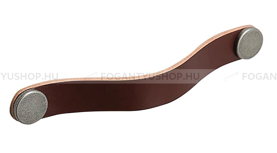 VIEFE Bútorfogantyú - FLEXA HANDLE - Barna bőr + ónszürke P3610 - Zamak fém ötvözet, Bőr - Bőrrel kombinált fém bútorfogantyú