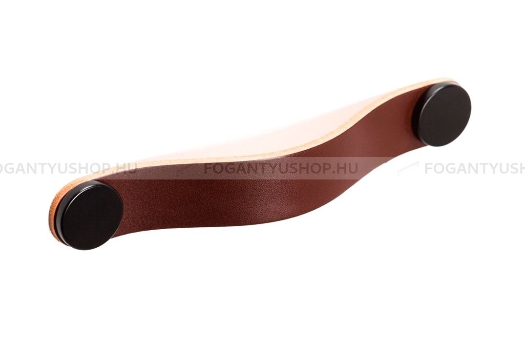 VIEFE Fogantyú - FLEXA HANDLE Festett - Barna bőr + matt fekete P36M2 - Zamak fém ötvözet, Bőr - Bőrrel kombinált fém bútorfogantyú