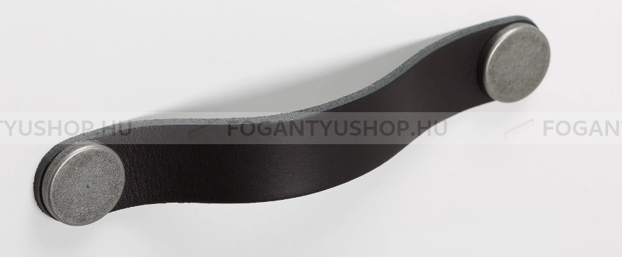 VIEFE Fogantyú - FLEXA HANDLE - Fekete bőr + ónszürke P9910 - Zamak fém ötvözet, Bőr - Bőrrel kombinált fém bútorfogantyú