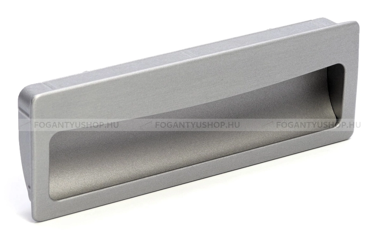 RUJZ DESIGN Bútor fogantyú - 128 u6.137-45 - furattáv 128 mm - Ezüst inox (szálcsiszolt) SNiL - Zamak fém ötvözet - Bútorajtó felületébe marható, süllyeszthető fém fogantyú