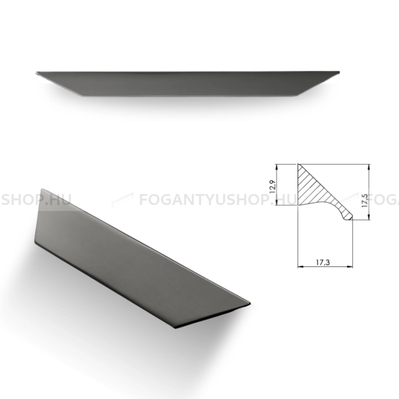 FURNIPART Bútorfogantyú - STREAMLINE Festett - Fekete 9005 - Alumínium - Több méretben gyártott színes fém bútorfogantyú