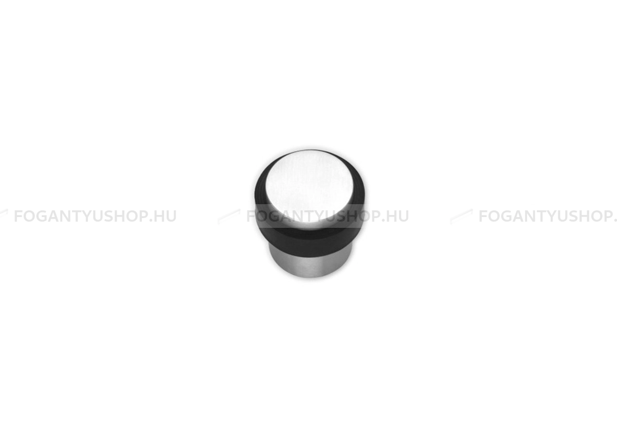 MAESTRO Ajtóütköző - Padlóra szerelhető, gomba alakú - mini - Szálcsiszolt fém, fekete gumi