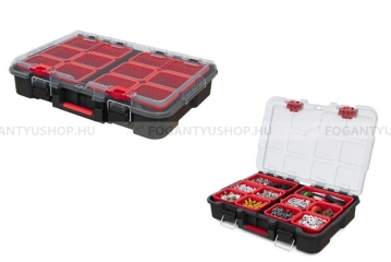 KETER STACK N ROLL Rendszerező doboz 10 db piros kis tárolóval - méretei: 51 x 34 x 11 cm - műanyag