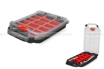 KETER STACK N ROLL Rendszerező doboz piros elválasztó falakkal - méretei: 24 x 38 x 7 cm - műanyag -fekete