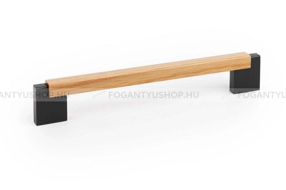 VIEFE Bútor fogantyú - DUO MINI - Csiszolt láva szürke - Tölgy   NM2716 - Alumínium, Fa - Fával kombinált fém bútorfogantyú