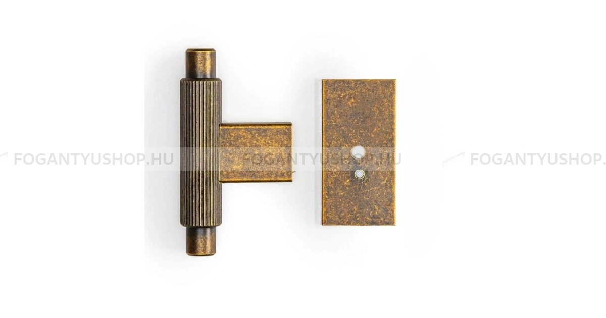 VIEFE Gombfogantyú - ARPA PLATE Koptatott - 1 furatos - Rusztikus sárgaréz L623 - ABS műanyag - Antikolt, vintage fém gombfogantyú (szögletes, kerek)
