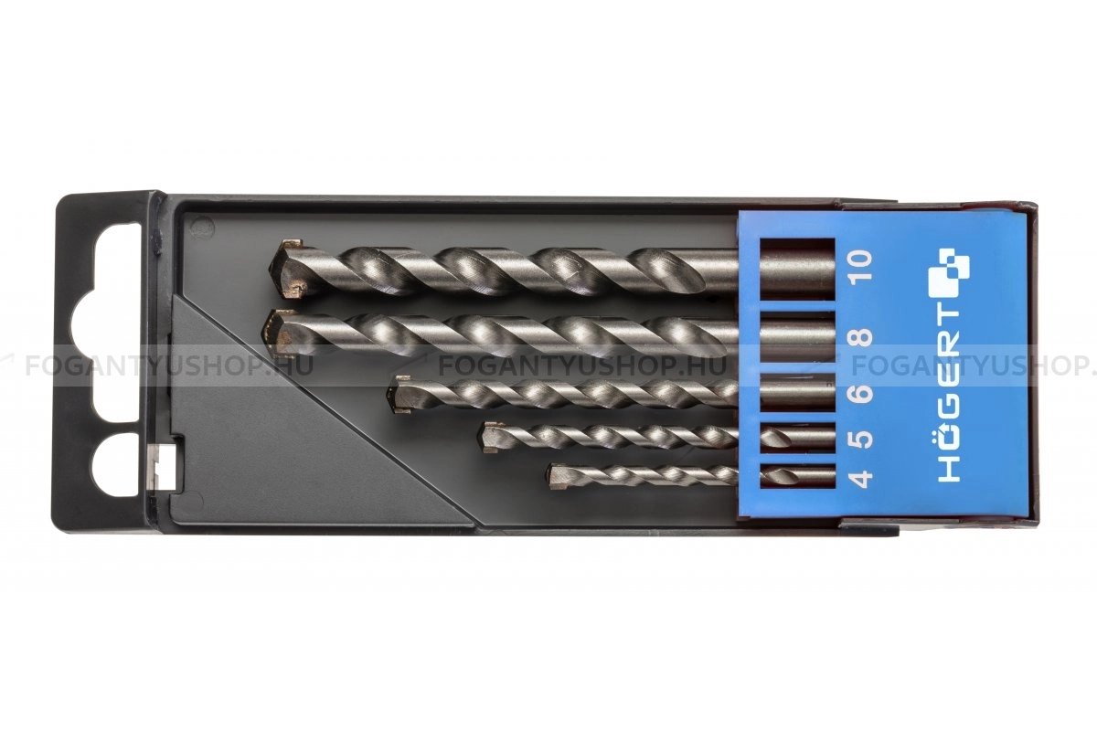 HÖGERT HT6D378 Fúrószár készlet betonhoz téglához 5db-os CrV volfrám-karbid penge 4 5 6 8 10 - SDS fúró és véső szárak, fa-fém fúrószárak