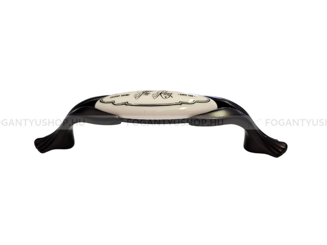 GIUSTI Bútor fogantyú - 96 M9501Q6R7G - furattáv 96 mm - Sötét antik barna  - Zamak fém ötvözet, Porcelán - Klasszikus, vintage, antik fém bútorfogantyú