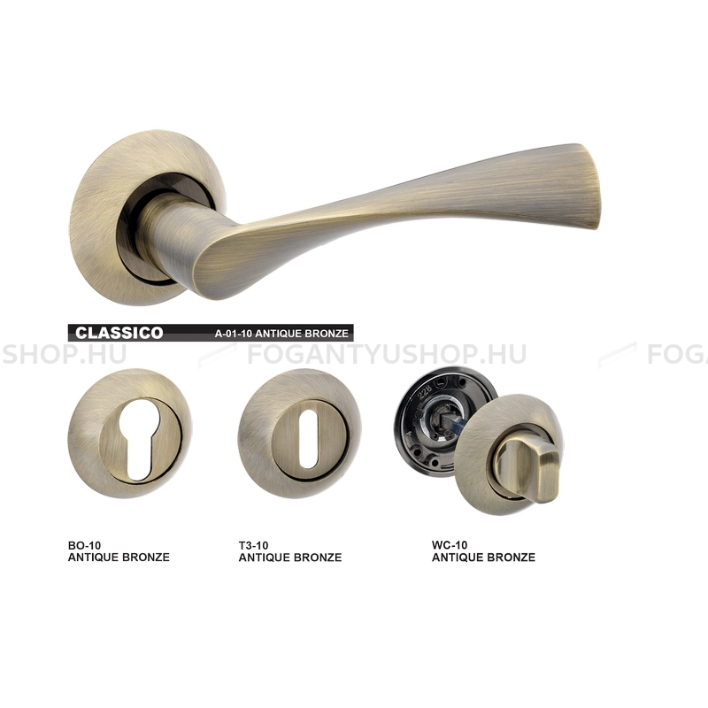 BUSSARE CLASSICO Beltéri ajtókilincs körrozettás (BB PZ WC) színű - Antik bronz - Alumínium - Modern rozettás kilincs