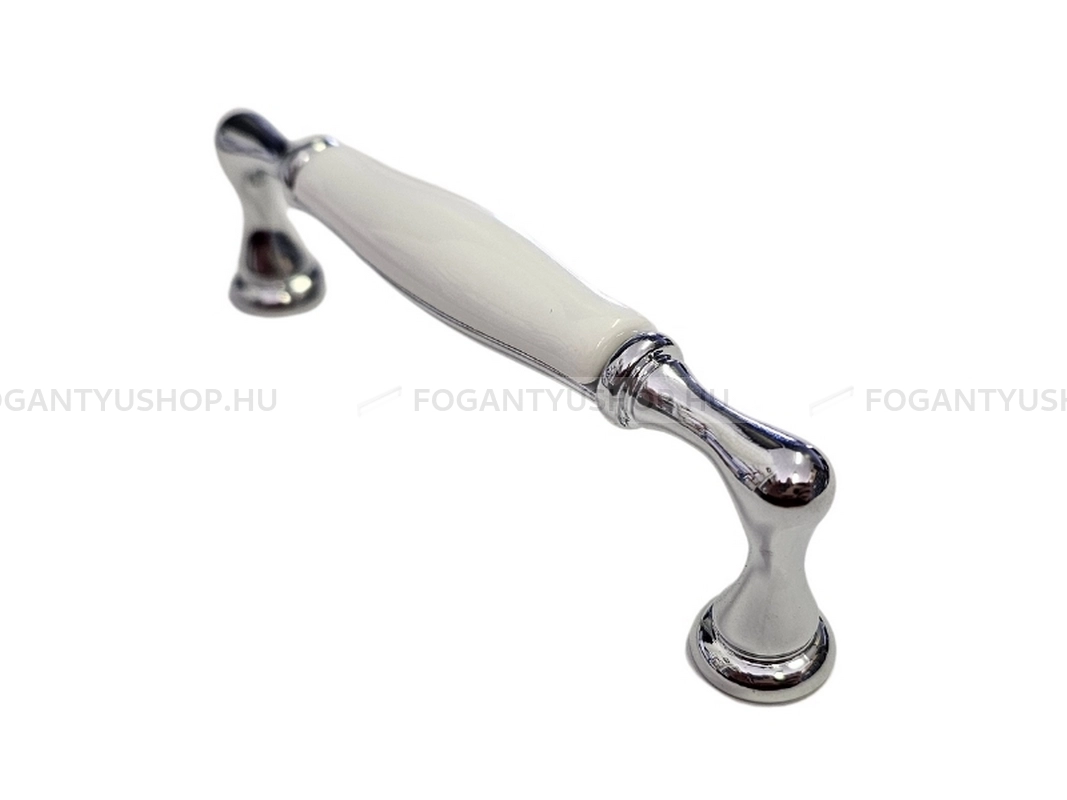 GIUSTI Bútor fogantyú - M620000CLG - Fényes króm Cr, Fehér belo - Zamak fém ötvözet, Porcelán - Porcelánnal kombinált antikolt fém bútorfogantyú