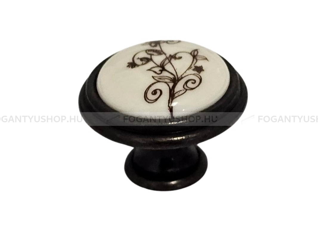 GIUSTI Bútorgomb - P8801G1B1G - Bronz  - Zamak fém ötvözet, Porcelán - Porcelán, porcelánnal kombinált antikolt fém gombfogantyú