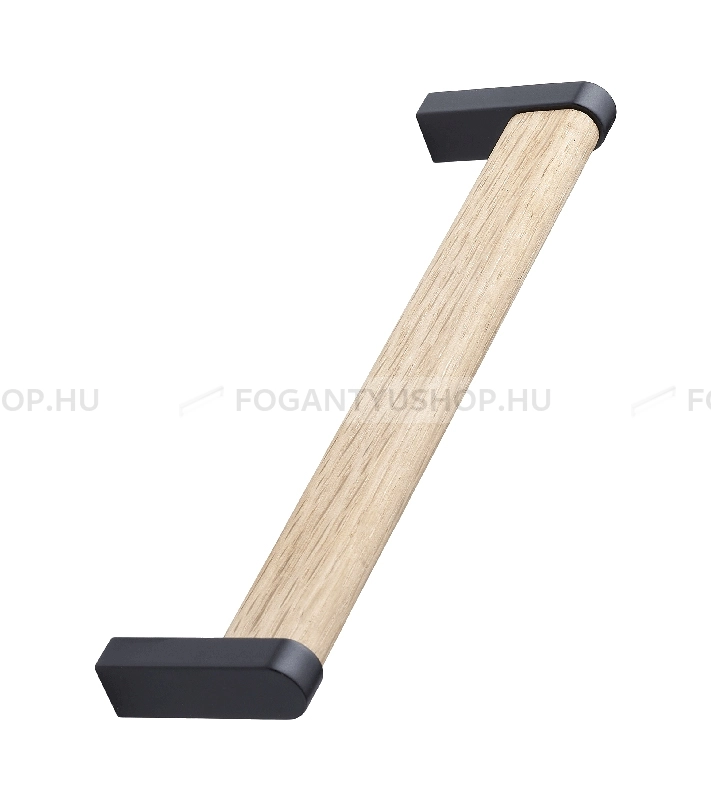 FURNIPART Bútorfogantyú - CROSSING Festett Tölgyfa - Festett fekete BlackL, Tölgyfa hrast - Zamak fém ötvözet, Gumi - Fával kombinált fém bútorfogantyú