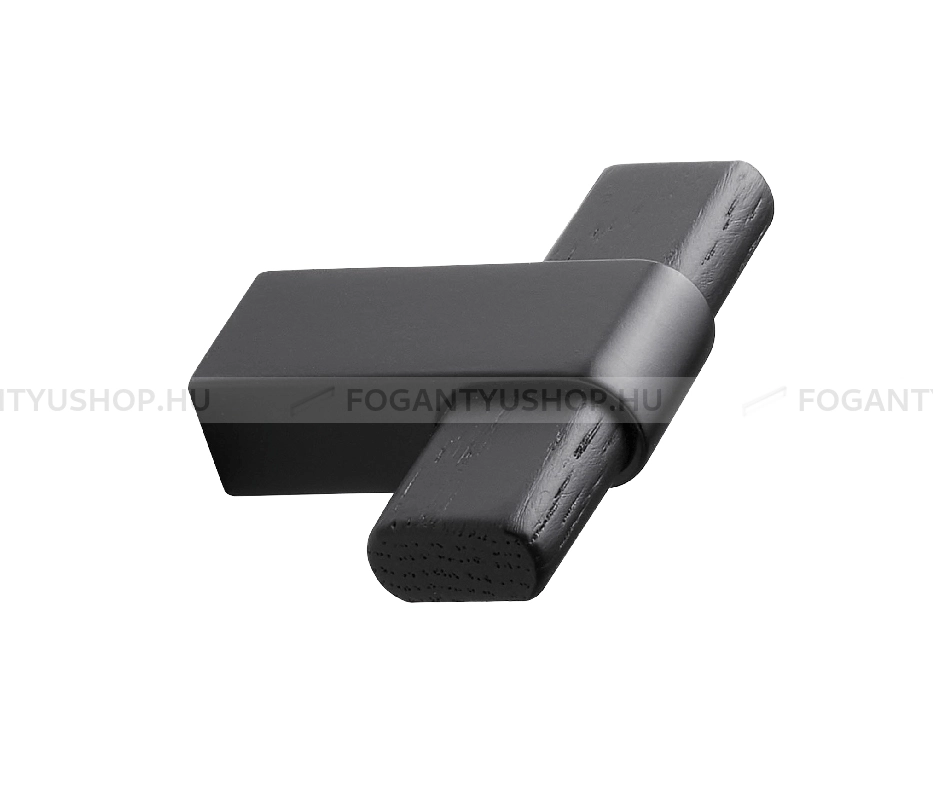FURNIPART Fogantyú - CROSSING Festett Feketére pácolt tölgyfa - 1 furatos - Festett fekete BlackL, Feketére pácolt tölgyfa  - Zamak fém ötvözet, Gumi - Fával kombinált fém bútorfogantyú