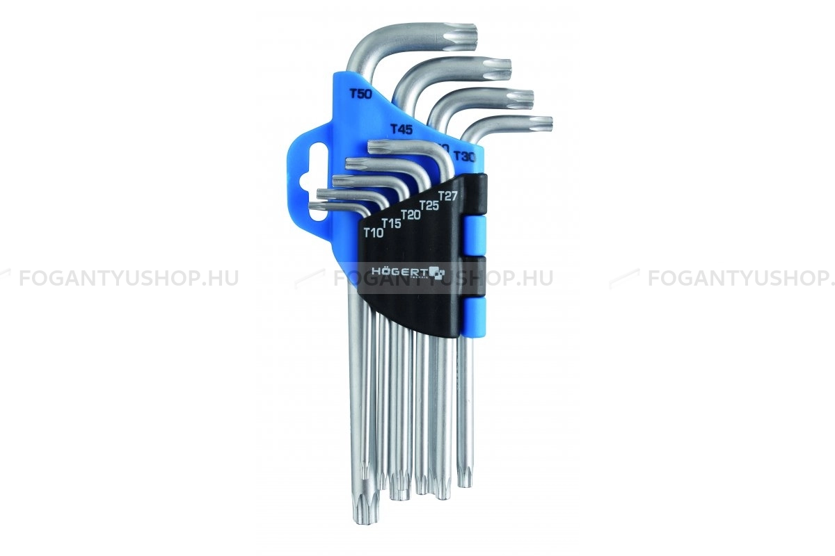 HÖGERT HT1W814 TORX imbuszkulcs készlet 9db-os CrV T10-T50 - Imbuszkulcsok, imbuszkulcs szettek
