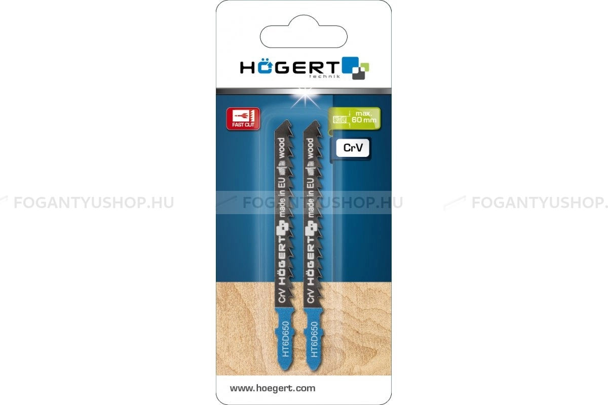 HÖGERT HT6D650-2 Szúrófűrészlap dekopír fűrészlap fához 2db-os 100 6 TPI CrV - Kézifűrészek, dekopír fűrész lapok