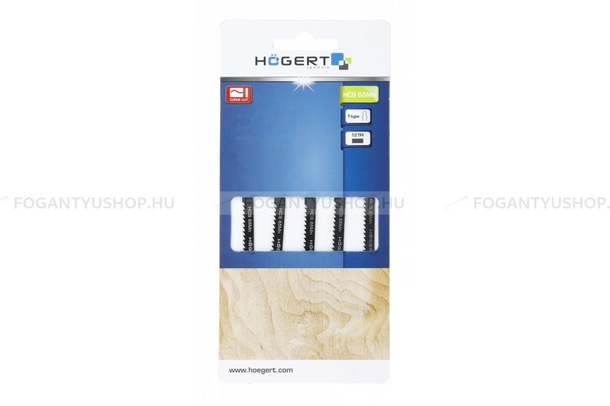 HÖGERT HT6D657 5db-os Szúrófűrészlap dekopír fűrészlap fához íves vágáshoz 76 12 TPI HCS - Kézifűrészek, dekopír fűrész lapok