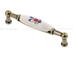 GTV Fogantyú - 96 mm - UP-WP0728-BR - Fehér - Antikolt bronz - Zamak fém ötvözet - Porcelán