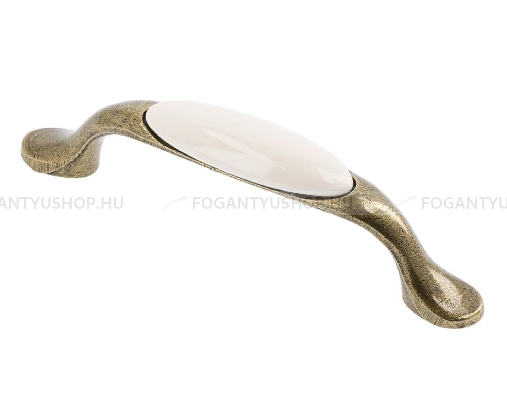 GTV Bútorfogantyú - 96 UP WP0728 P0 Antikolt - furattáv 96 mm - Antik bronz - Minta nélküli - Zamak fém ötvözet, Porcelán - Porcelánnal kombinált antikolt fém bútorfogantyú