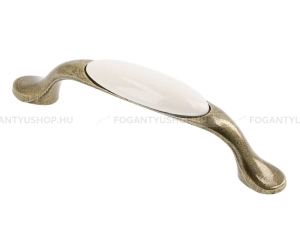 GTV Fogantyú - 96 mm - UP-WP0728-P0 - Fehér - Antikolt bronz - Zamak fém ötvözet - Porcelán
