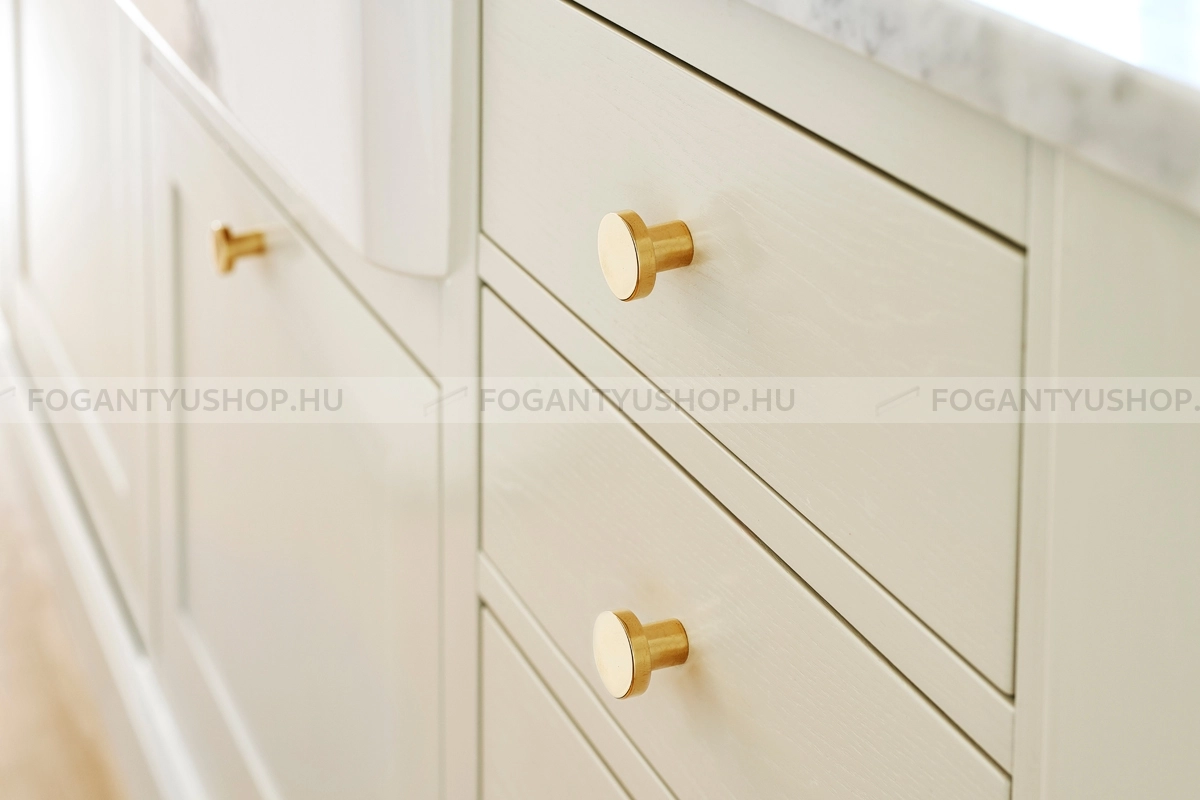FURNIPART Gomb fogantyú - DOT II. - 1 furatos - Szálcsiszolt sárgaréz II. 31 - Réz - Színes fém gombfogantyú, bútorgomb